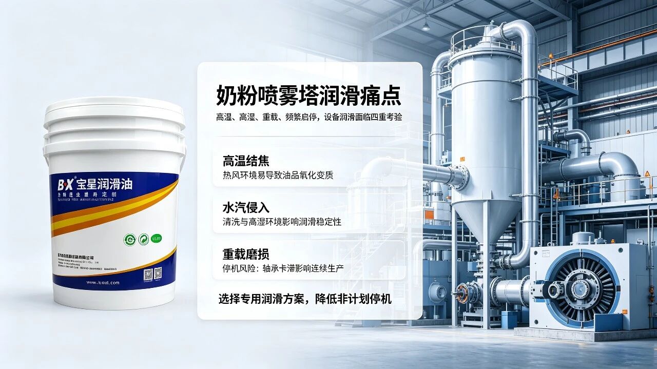 奶粉喷雾塔频繁停机？根源是润滑脂高温碳化结块